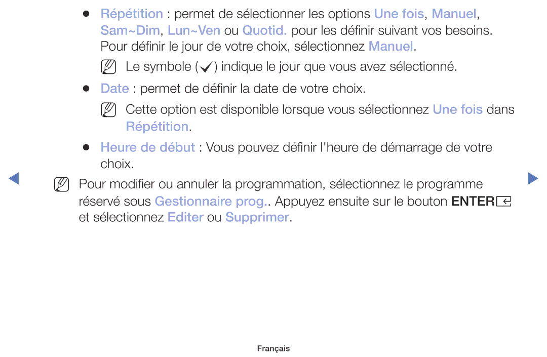 Samsung UE32M4005AWXXC, UE49M5005AWXXC, UE40M5005AWXXC, UE32M5005AWXXC manual Répétition 