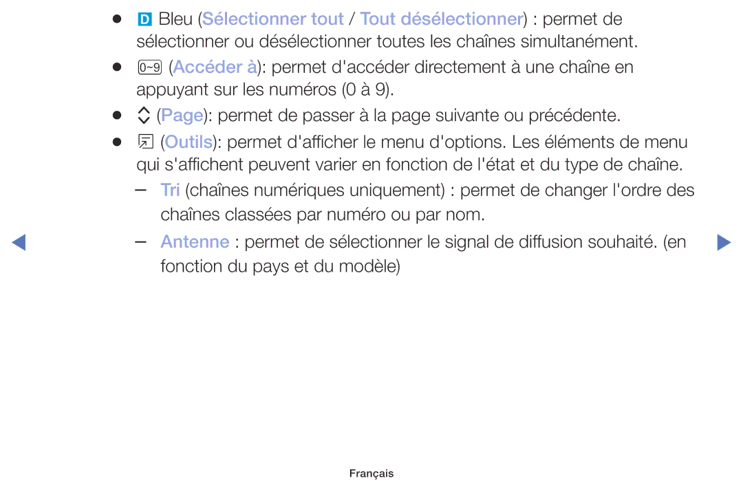 Samsung UE49M5005AWXXC, UE32M4005AWXXC, UE40M5005AWXXC manual Bleu Sélectionner tout / Tout désélectionner permet de 