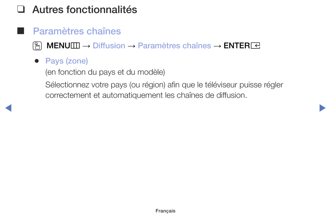 Samsung UE49M5005AWXXC, UE32M4005AWXXC, UE40M5005AWXXC, UE32M5005AWXXC manual Autres fonctionnalités, Paramètres chaînes 