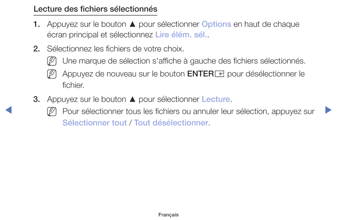 Samsung UE49M5005AWXXC, UE32M4005AWXXC, UE40M5005AWXXC, UE32M5005AWXXC manual Sélectionner tout / Tout désélectionner 