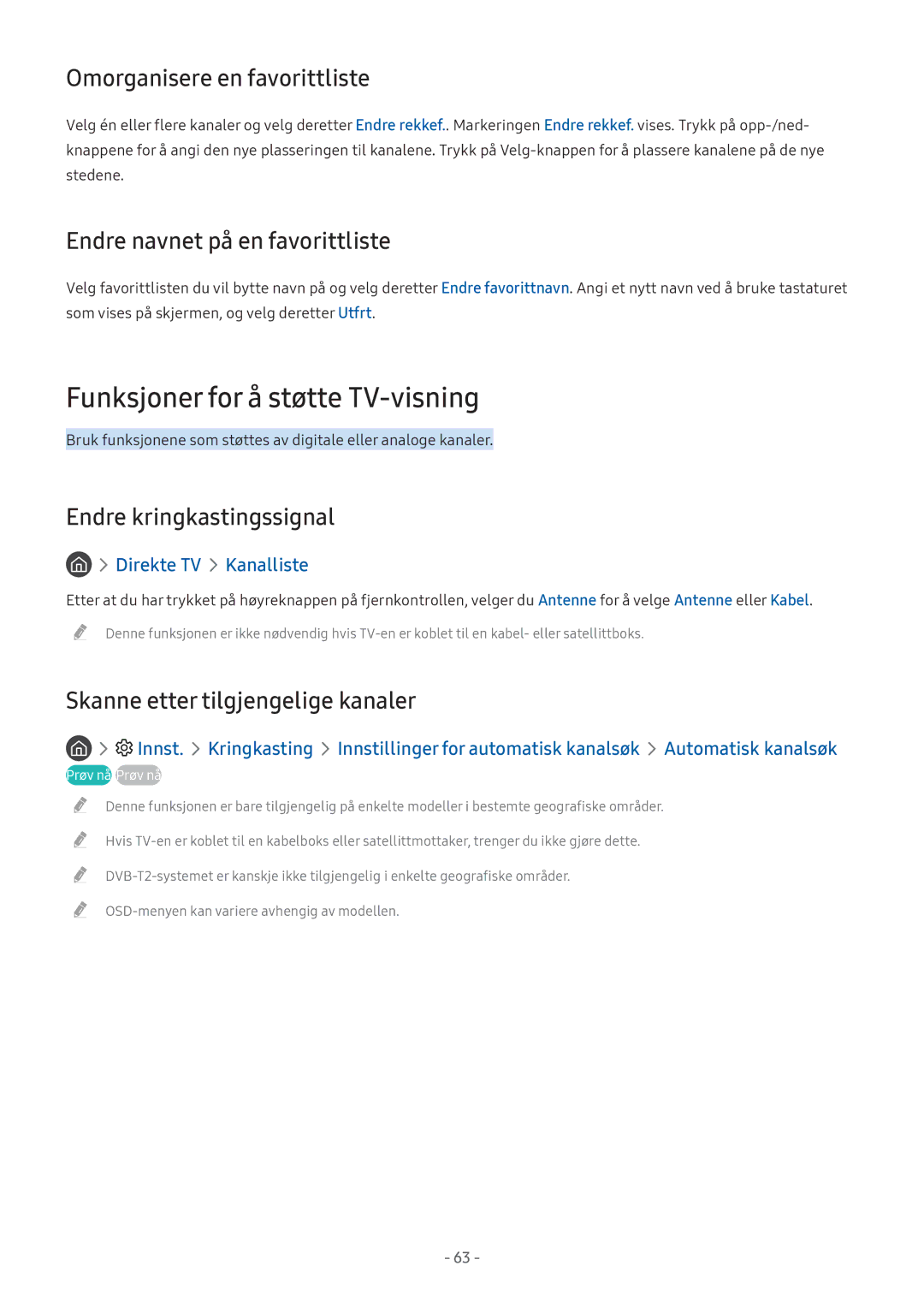 Samsung UE55M5515AKXXC Funksjoner for å støtte TV-visning, Omorganisere en favorittliste, Endre navnet på en favorittliste 