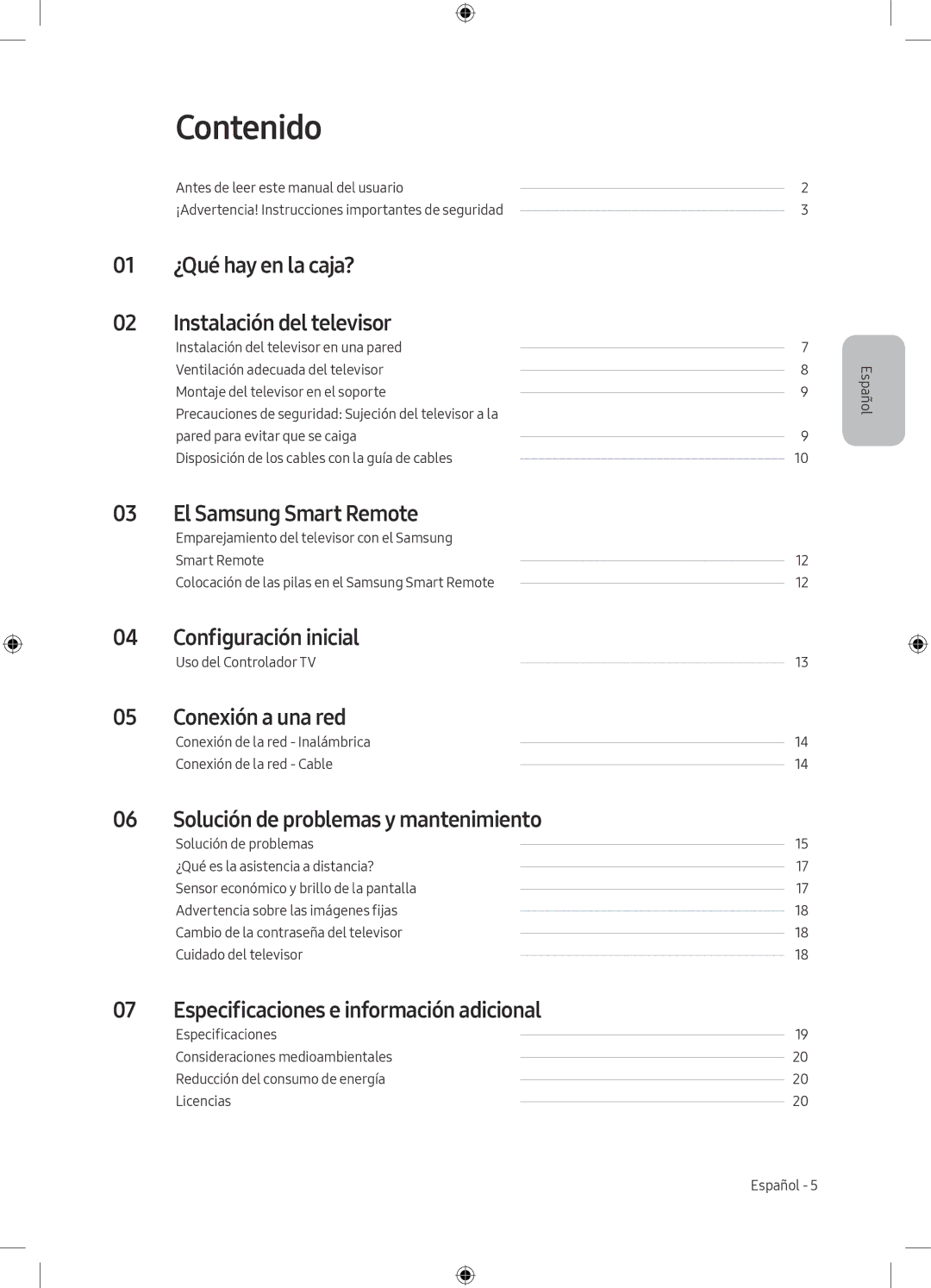 Samsung UE49M5605AKXXC, UE49M5515AKXXC, UE43M5575AUXXC, UE43M5515AKXXC, UE32M5575AUXXC, UE32M5505AKXXC manual Contenido 