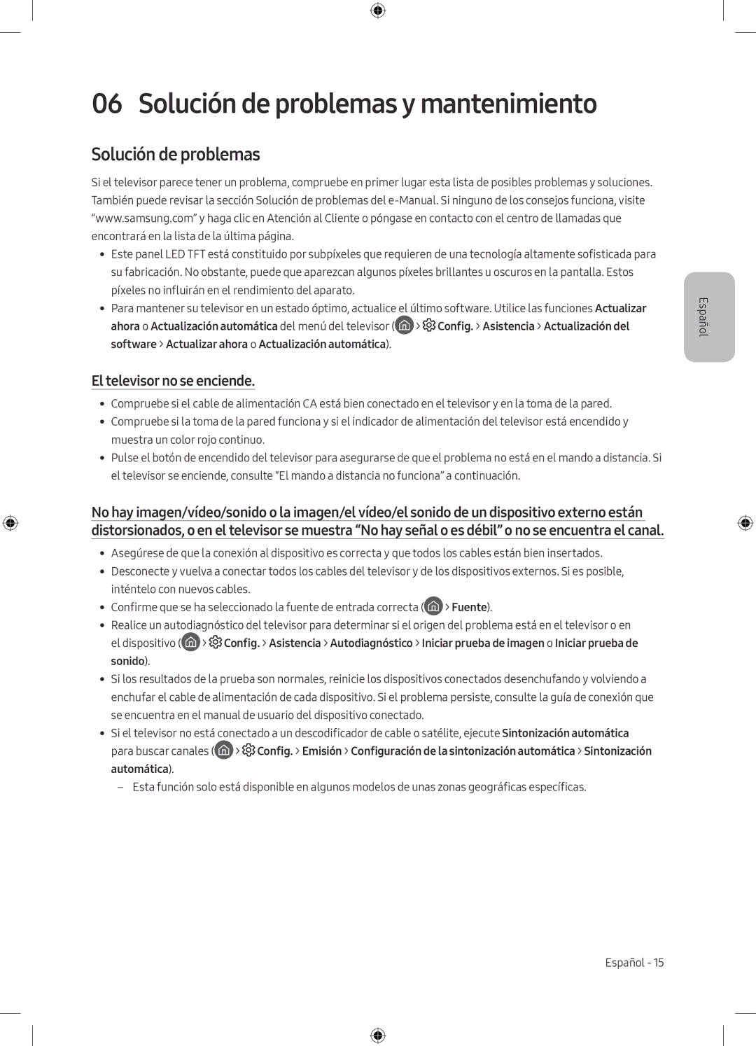 Samsung UE55M5575AUXXC, UE49M5605AKXXC, UE49M5515AKXXC Solución de problemas y mantenimiento, El televisor no se enciende 