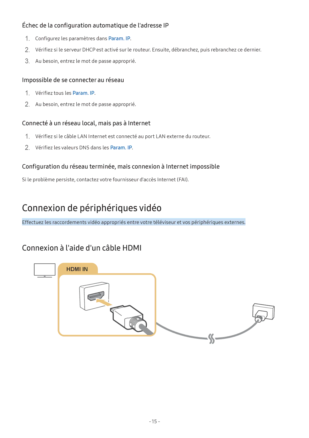 Samsung UE49M5515AKXXC, UE49M5605AKXXC, UE43M5575AUXXC Connexion de périphériques vidéo, Connexion à laide dun câble Hdmi 