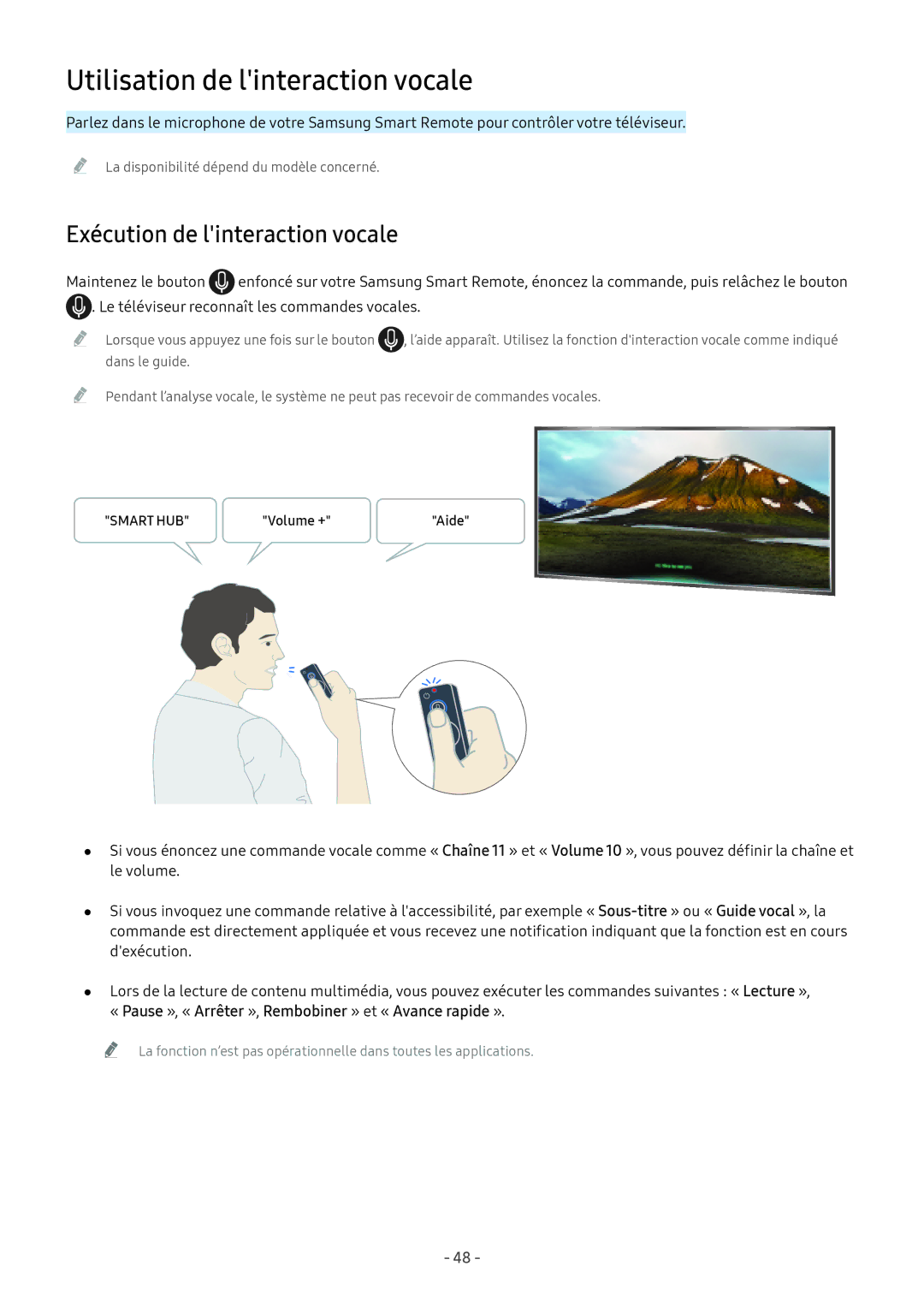 Samsung UE32M5575AUXXC, UE49M5605AKXXC, UE49M5515AKXXC, UE43M5575AUXXC, UE43M5515AKXXC Utilisation de linteraction vocale 