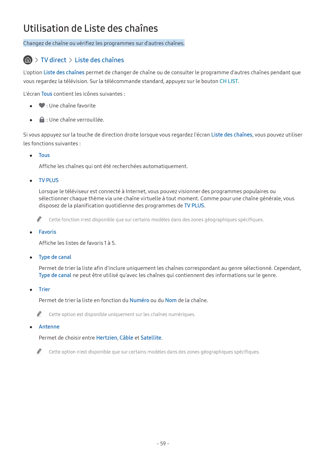 Samsung UE32M5505AKXXC, UE49M5605AKXXC, UE49M5515AKXXC manual Utilisation de Liste des chaînes, TV direct Liste des chaînes 