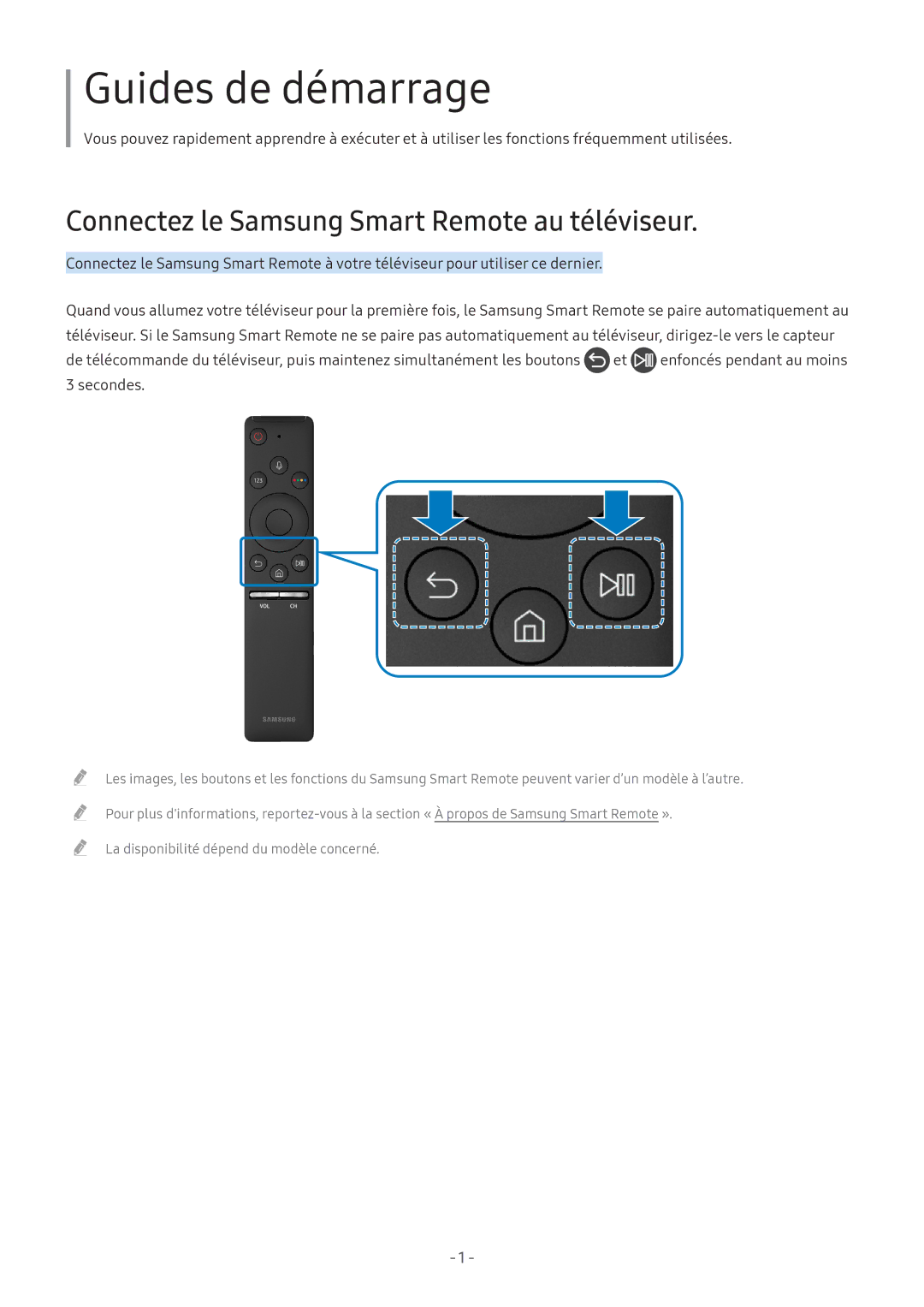 Samsung UE49M5505AKXXC, UE49M5605AKXXC, UE49M5515AKXXC Guides de démarrage, Connectez le Samsung Smart Remote au téléviseur 