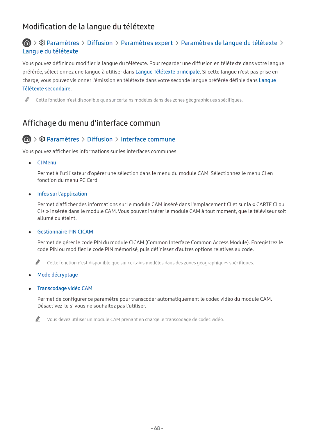 Samsung UE32M5575AUXXC, UE49M5605AKXXC manual Modification de la langue du télétexte, Affichage du menu dinterface commun 