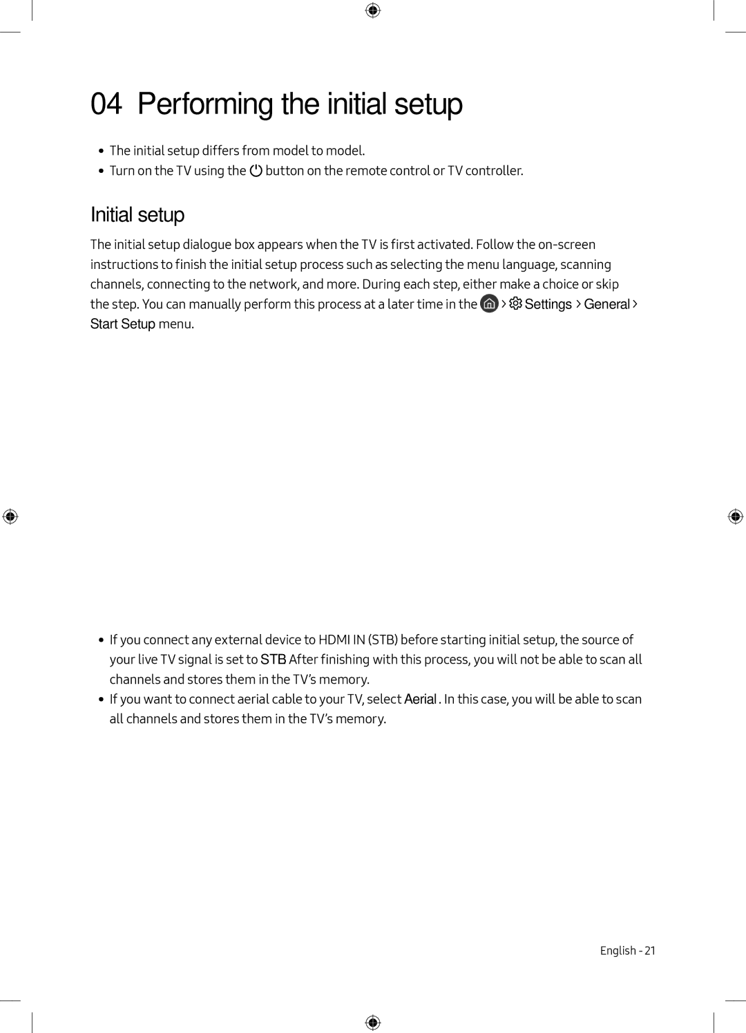 Samsung UE49M6300AKXZT, UE49M6300AKXXU, UE55M6300AKXXU manual Performing the initial setup, Initial setup 