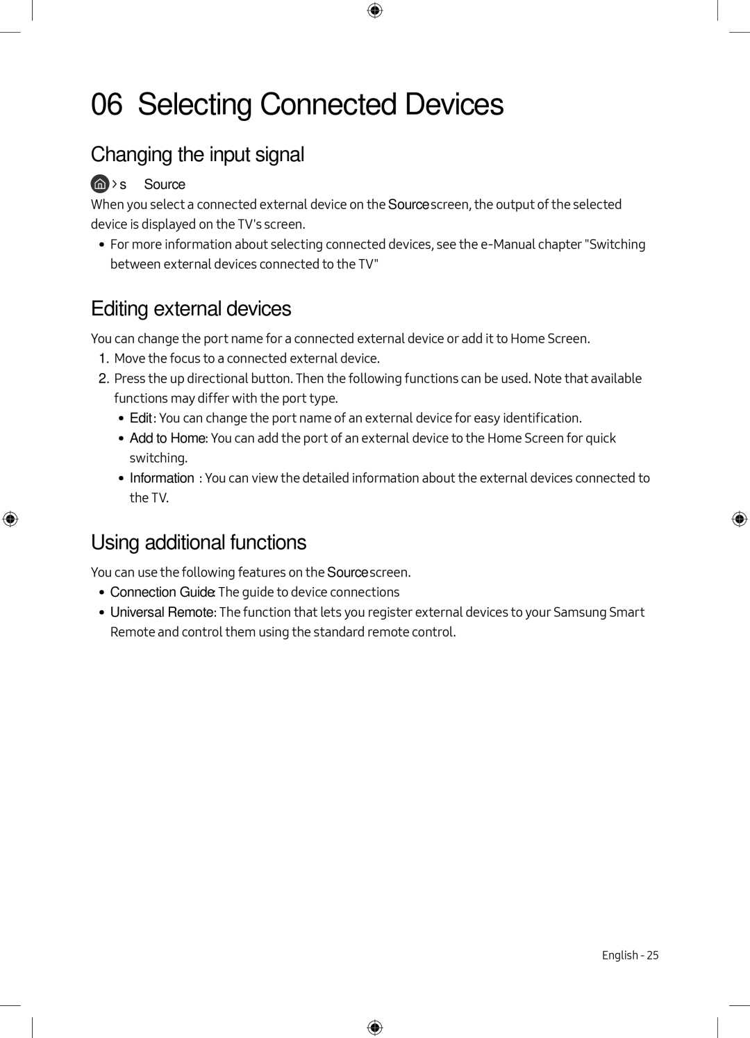 Samsung UE49M6300AKXXU, UE49M6300AKXZT Selecting Connected Devices, Changing the input signal, Editing external devices 