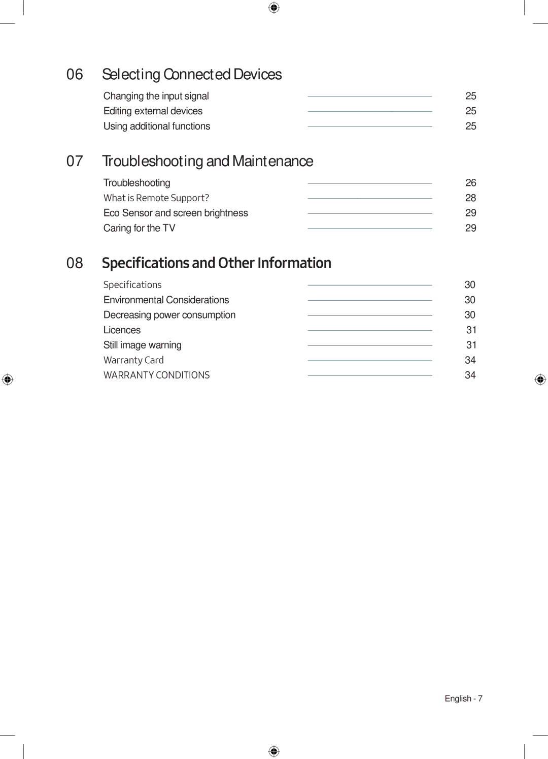 Samsung UE49M6300AKXXU Selecting Connected Devices, Troubleshooting and Maintenance, Specifications and Other Information 