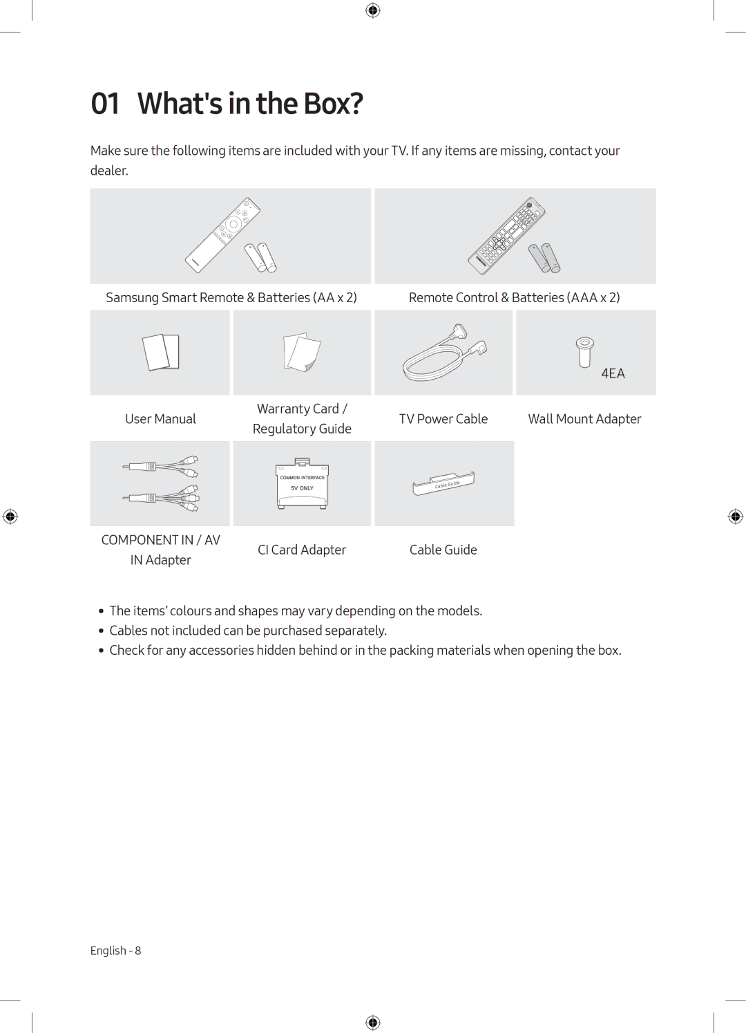 Samsung UE55M6300AKXXU, UE49M6300AKXZT, UE49M6300AKXXU manual Whats in the Box?, 4EA 