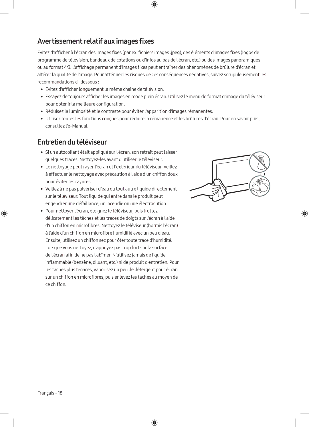 Samsung UE49M6300AWXXN, UE55M6300AWXXN manual Avertissement relatif aux images fixes, Entretien du téléviseur 