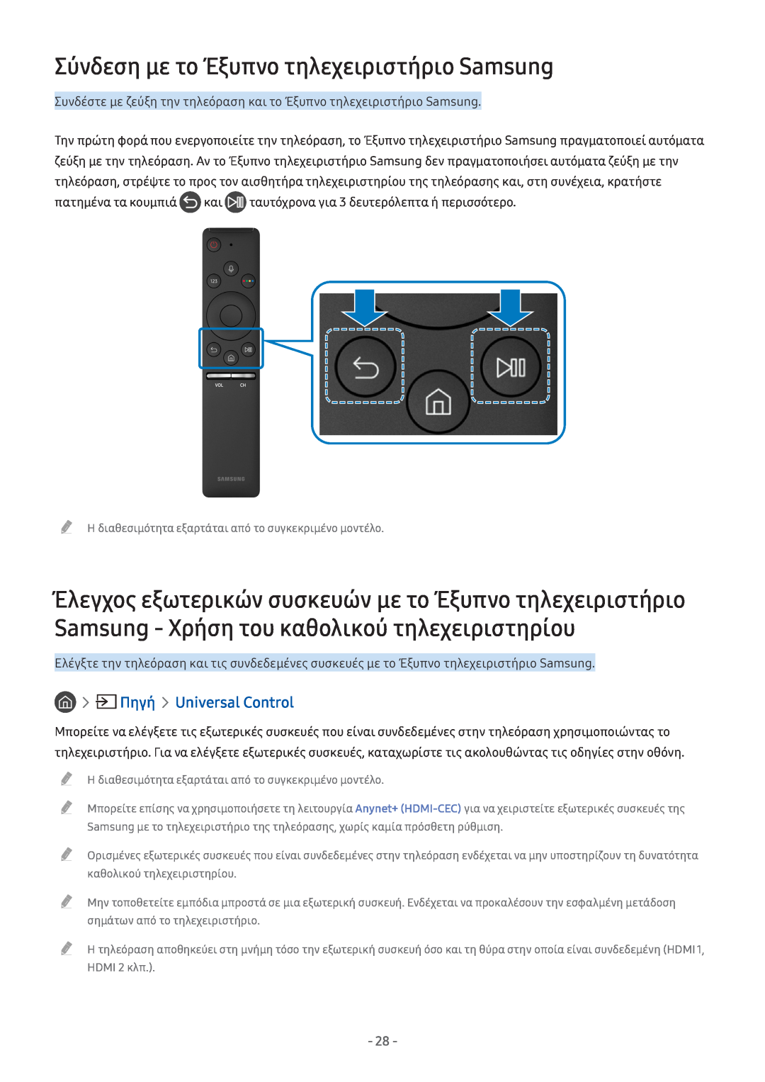 Samsung UE32M5522AKXXH, UE49M6302AKXXH, UE43M5522AKXXH Σύνδεση με το Έξυπνο τηλεχειριστήριο Samsung, Πηγή Universal Control 