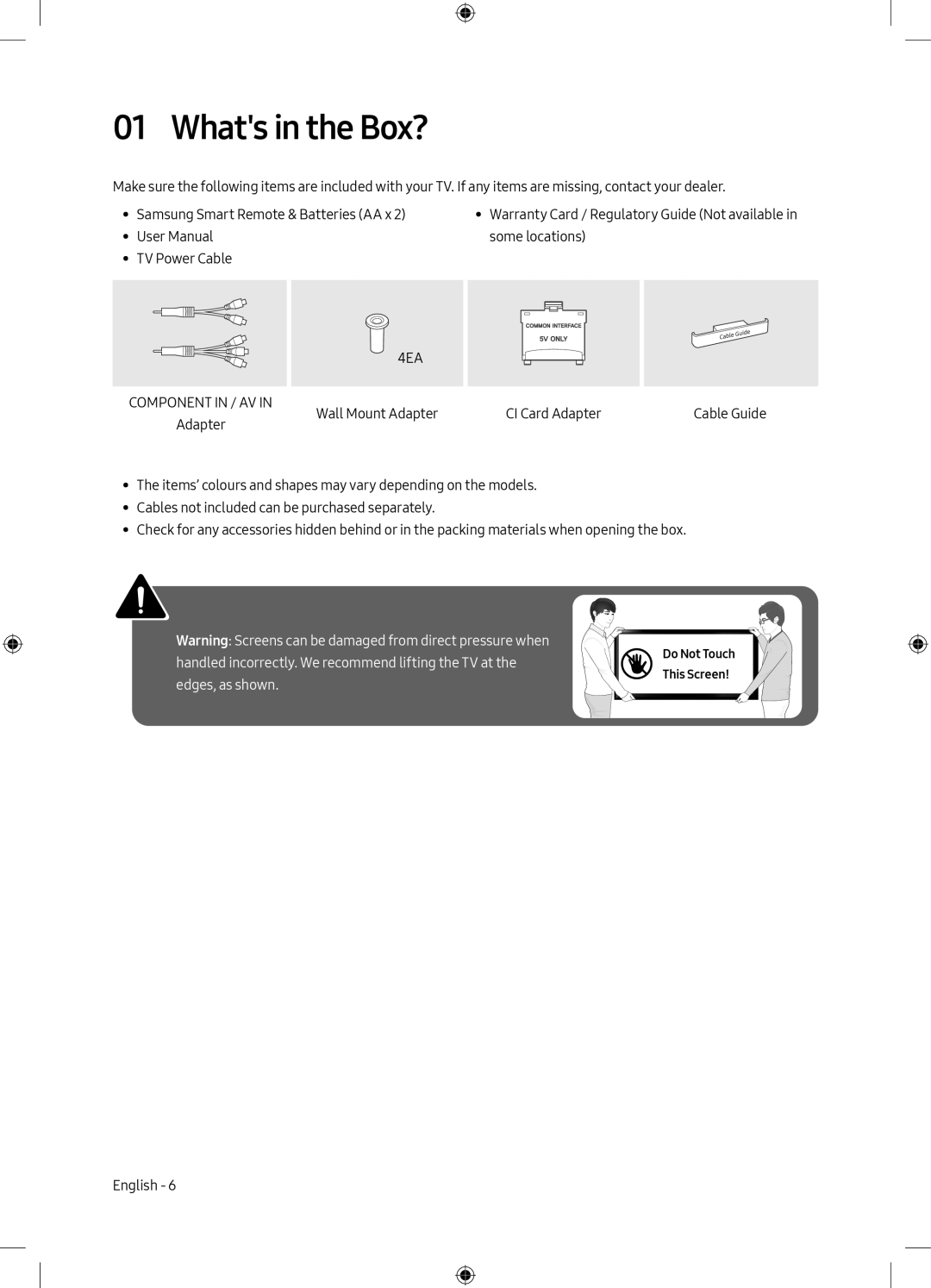 Samsung UE49M6500AUXSQ, UE49M6500AUXMI manual Whats in the Box?, Component in / AV 