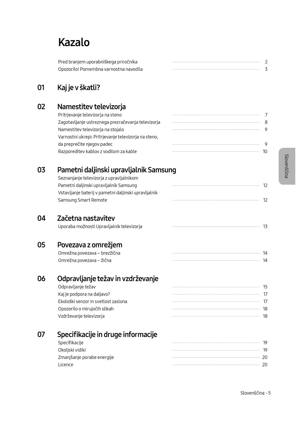 Samsung UE65MU6502UXXH, UE49MU6502UXXH, UE55MU6502UXXH manual Kazalo 