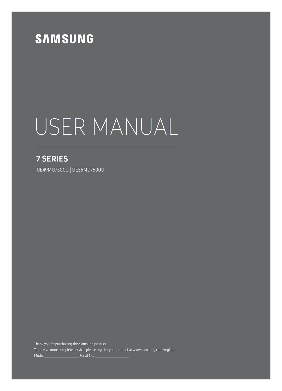 Samsung UE55MU7500UXRU, UE49MU7500UXRU manual Series 