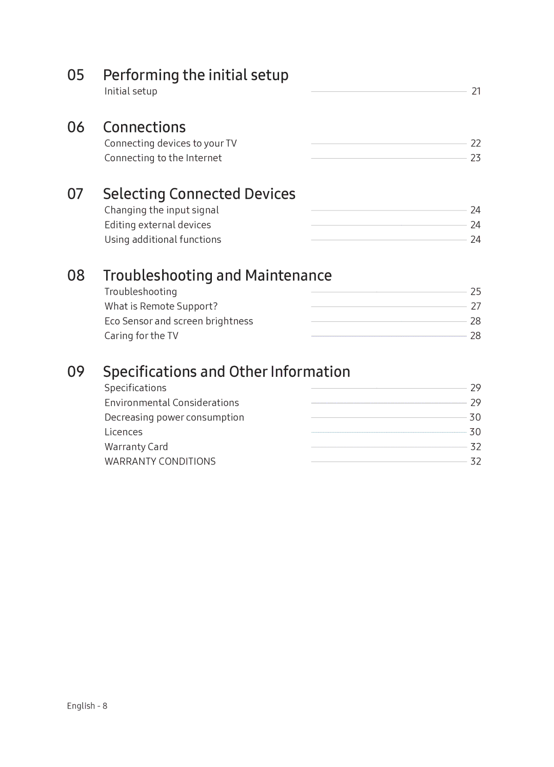 Samsung UE49NU8070TXXU, UE55NU8070TXXU manual Performing the initial setup, Connections, Selecting Connected Devices 