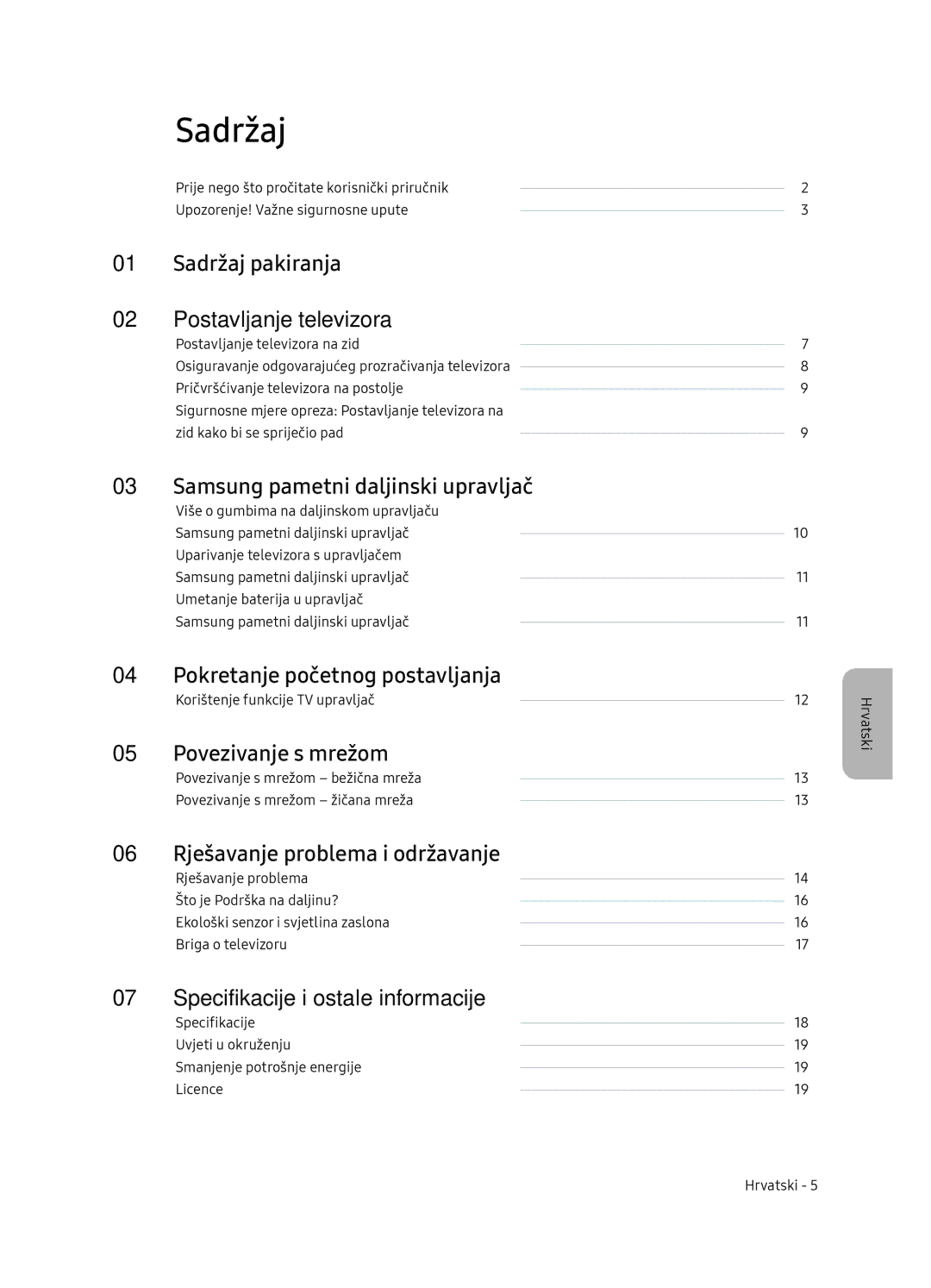 Samsung UE55NU8052TXXH, UE49NU8072TXXH, UE65NU8052TXXH, UE49NU8052TXXH manual Sadržaj 