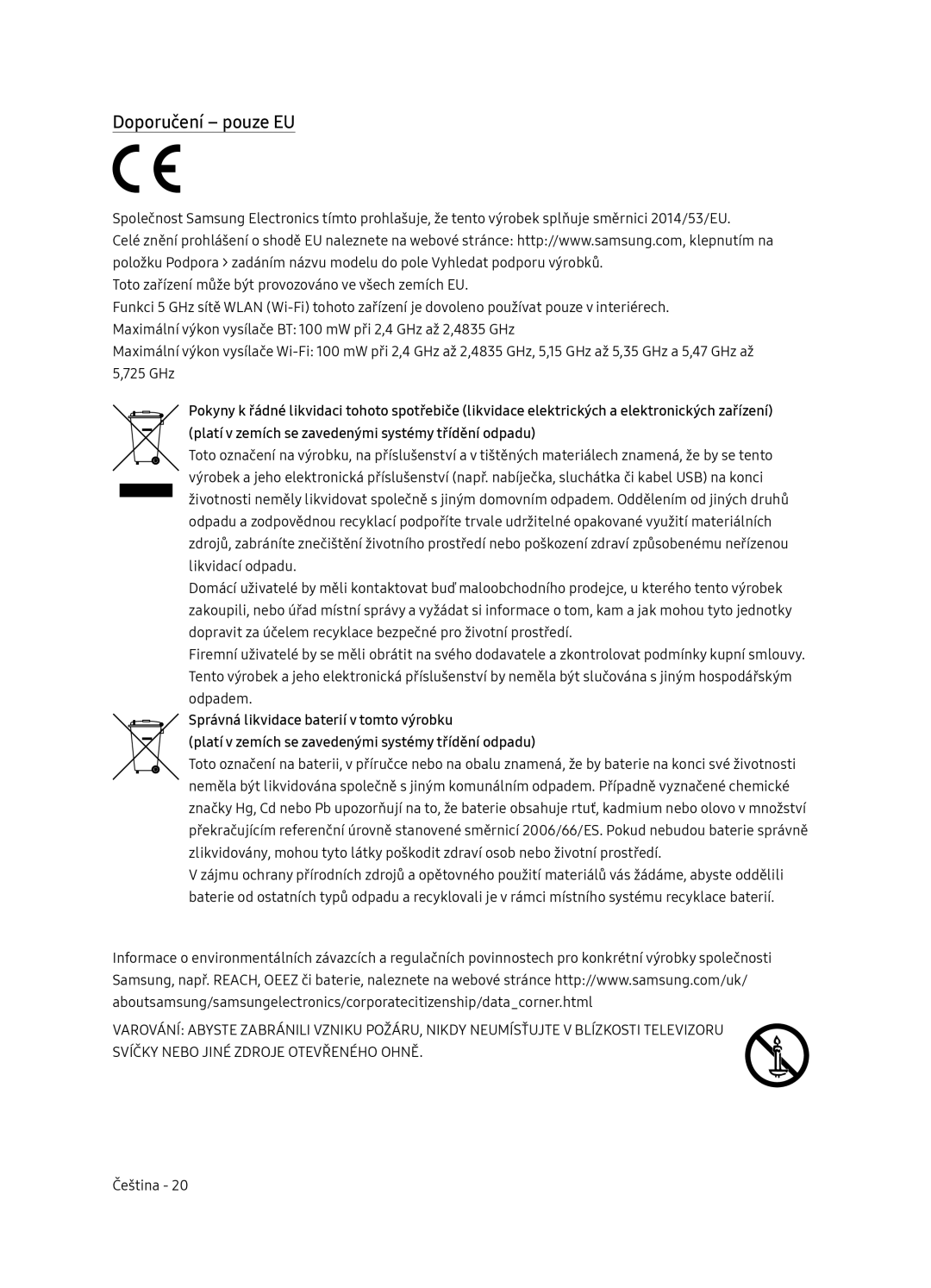 Samsung UE49NU8072TXXH, UE55NU8052TXXH, UE65NU8052TXXH, UE49NU8052TXXH manual Doporučení pouze EU 