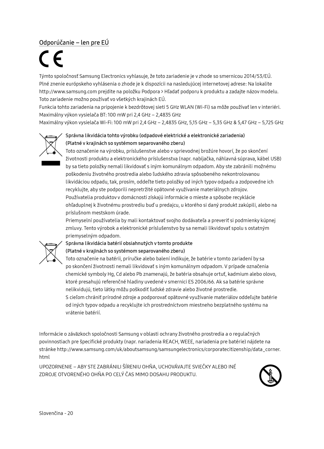 Samsung UE49NU8072TXXH, UE55NU8052TXXH, UE65NU8052TXXH, UE49NU8052TXXH manual Odporúčanie len pre EÚ 