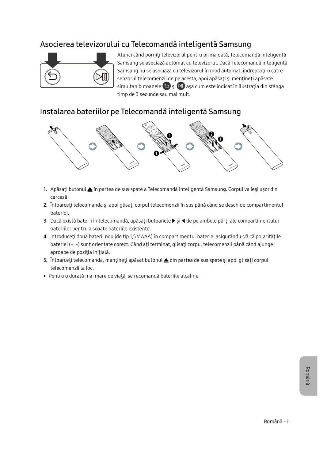 Samsung UE49NU8052TXXH, UE49NU8072TXXH, UE55NU8052TXXH manual Asocierea televizorului cu Telecomandă inteligentă Samsung 