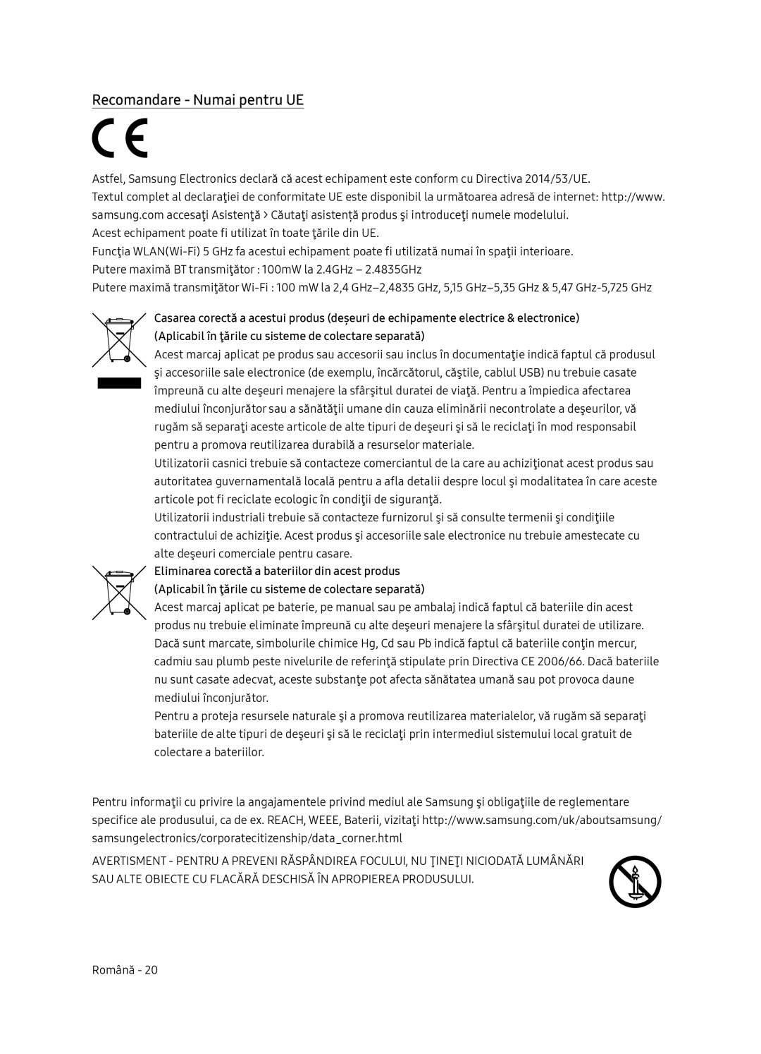 Samsung UE49NU8072TXXH, UE55NU8052TXXH, UE65NU8052TXXH, UE49NU8052TXXH manual Recomandare Numai pentru UE 