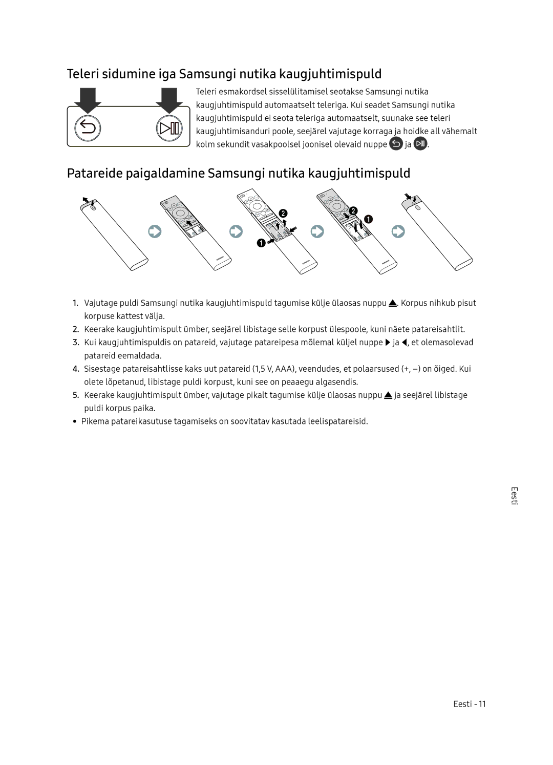 Samsung UE49NU8052TXXH, UE49NU8072TXXH, UE55NU8052TXXH, UE65NU8052TXXH Teleri sidumine iga Samsungi nutika kaugjuhtimispuld 