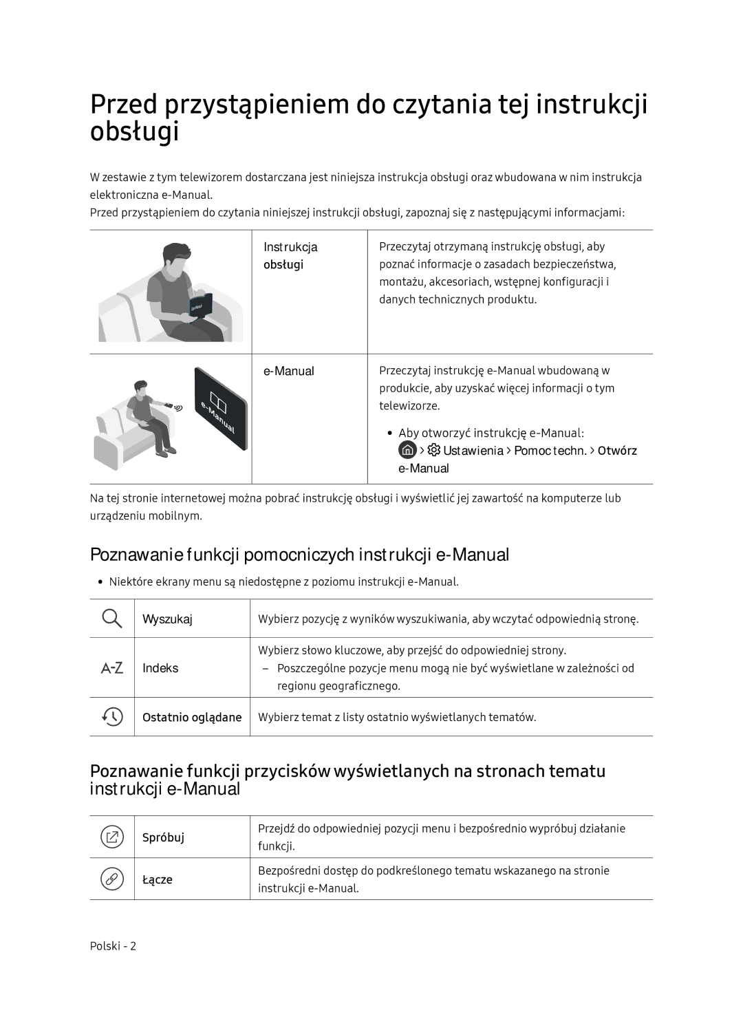 Samsung UE65NU8052TXXH, UE49NU8072TXXH, UE55NU8052TXXH manual Przed przystąpieniem do czytania tej instrukcji obsługi 