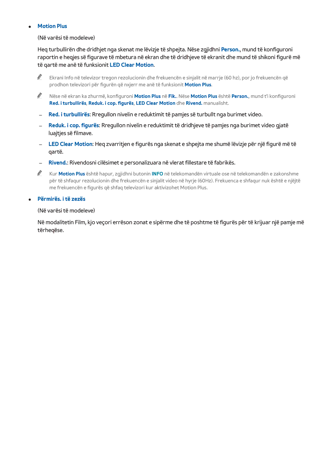 Samsung UE40F6800SBXXH, UE50F6400AKXXH, UE32F5300AWXXH, UE55F6400AWXXH, UE32F4500AWXXH manual Motion Plus, Përmirës. i të zezës 