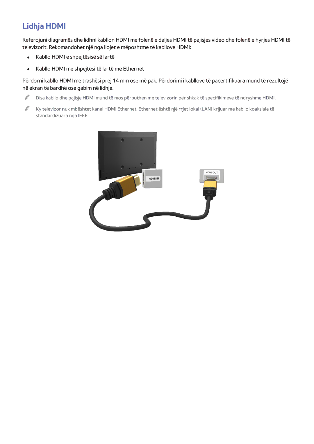 Samsung UE40F5300AWXXH, UE50F6400AKXXH, UE32F5300AWXXH, UE55F6400AWXXH, UE32F4500AWXXH, UE39F5300AWXXH manual Lidhja Hdmi 