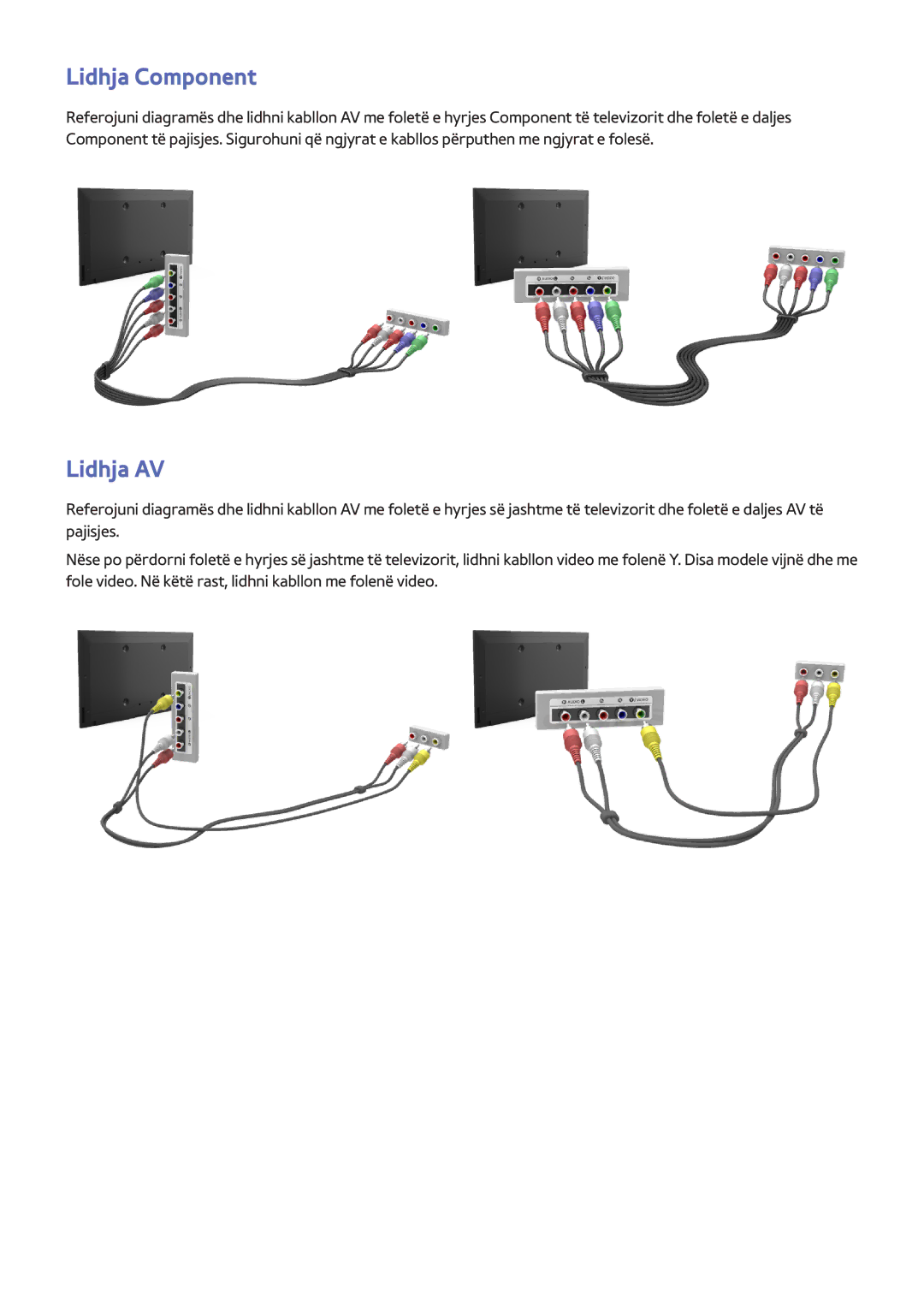 Samsung UE46F5300AWXXH, UE50F6400AKXXH, UE32F5300AWXXH, UE55F6400AWXXH, UE32F4500AWXXH manual Lidhja Component, Lidhja AV 