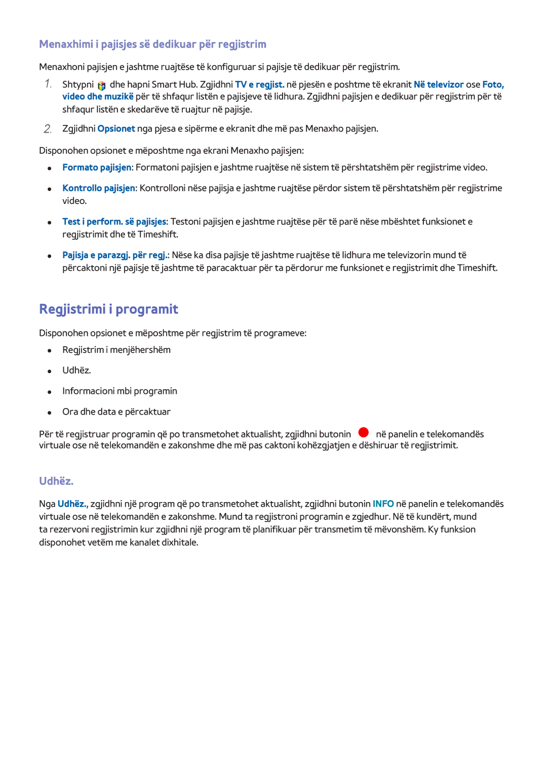 Samsung UE40F6500SBXXH, UE50F6400AKXXH manual Regjistrimi i programit, Menaxhimi i pajisjes së dedikuar për regjistrim 