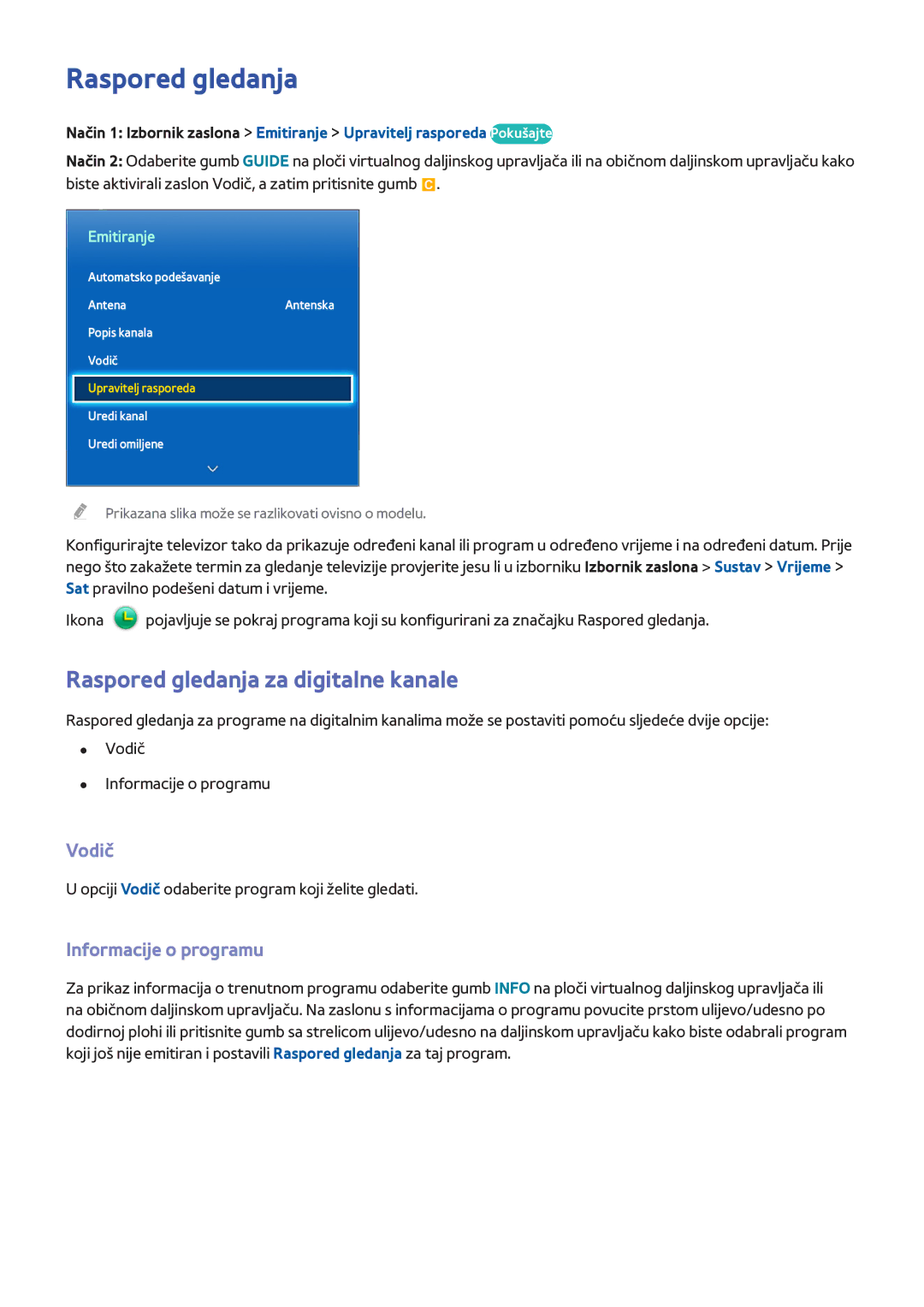 Samsung UE55F6800SBXXH, UE50F6400AKXXH manual Raspored gledanja za digitalne kanale, Vodič, Informacije o programu 