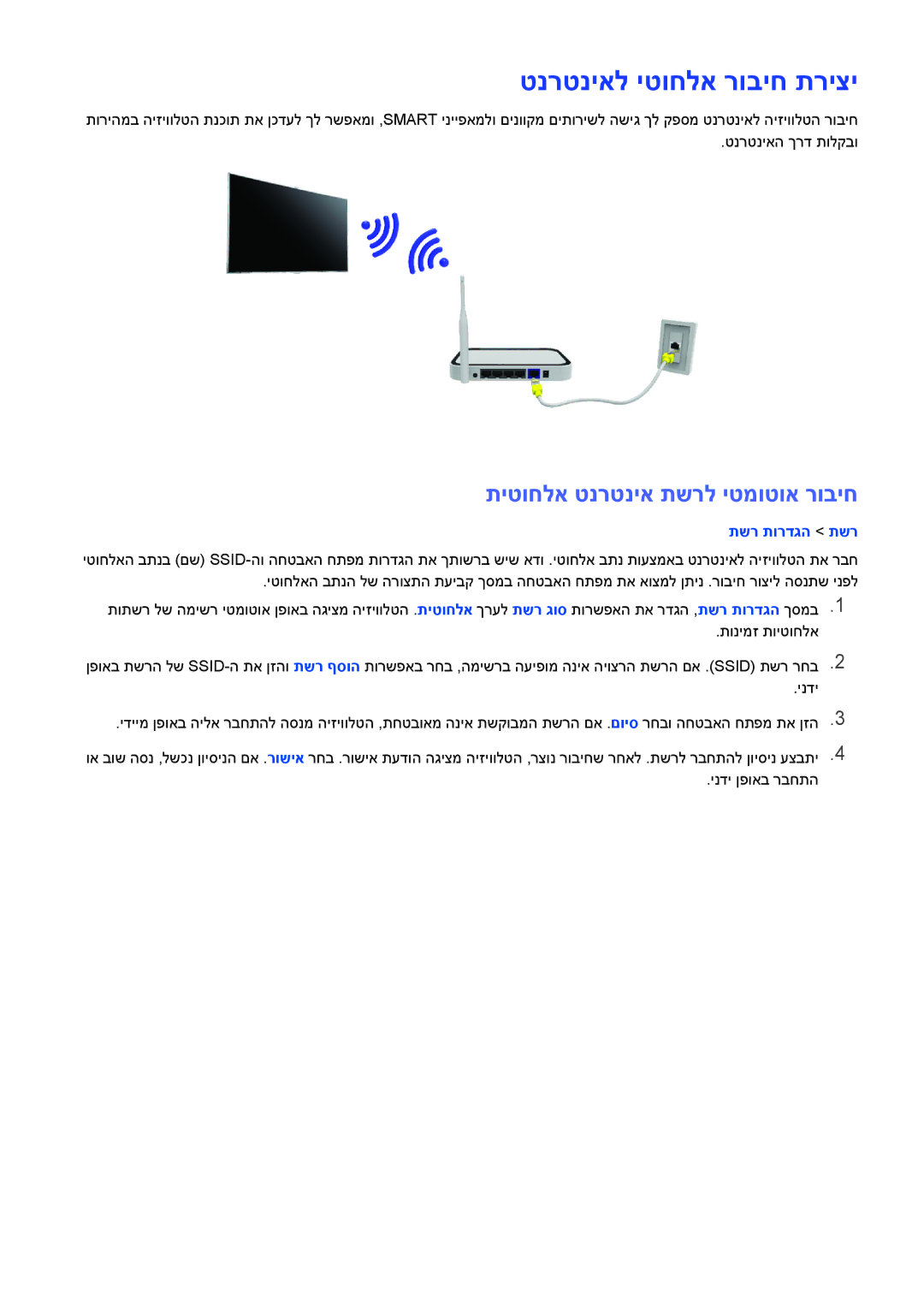 Samsung UE40H6240AWXXH, UE50H6400AWXXH, UE50H5500AWXXH manual טנרטניאל יטוחלא רוביח תריצי, תיטוחלא טנרטניא תשרל יטמוטוא רוביח 