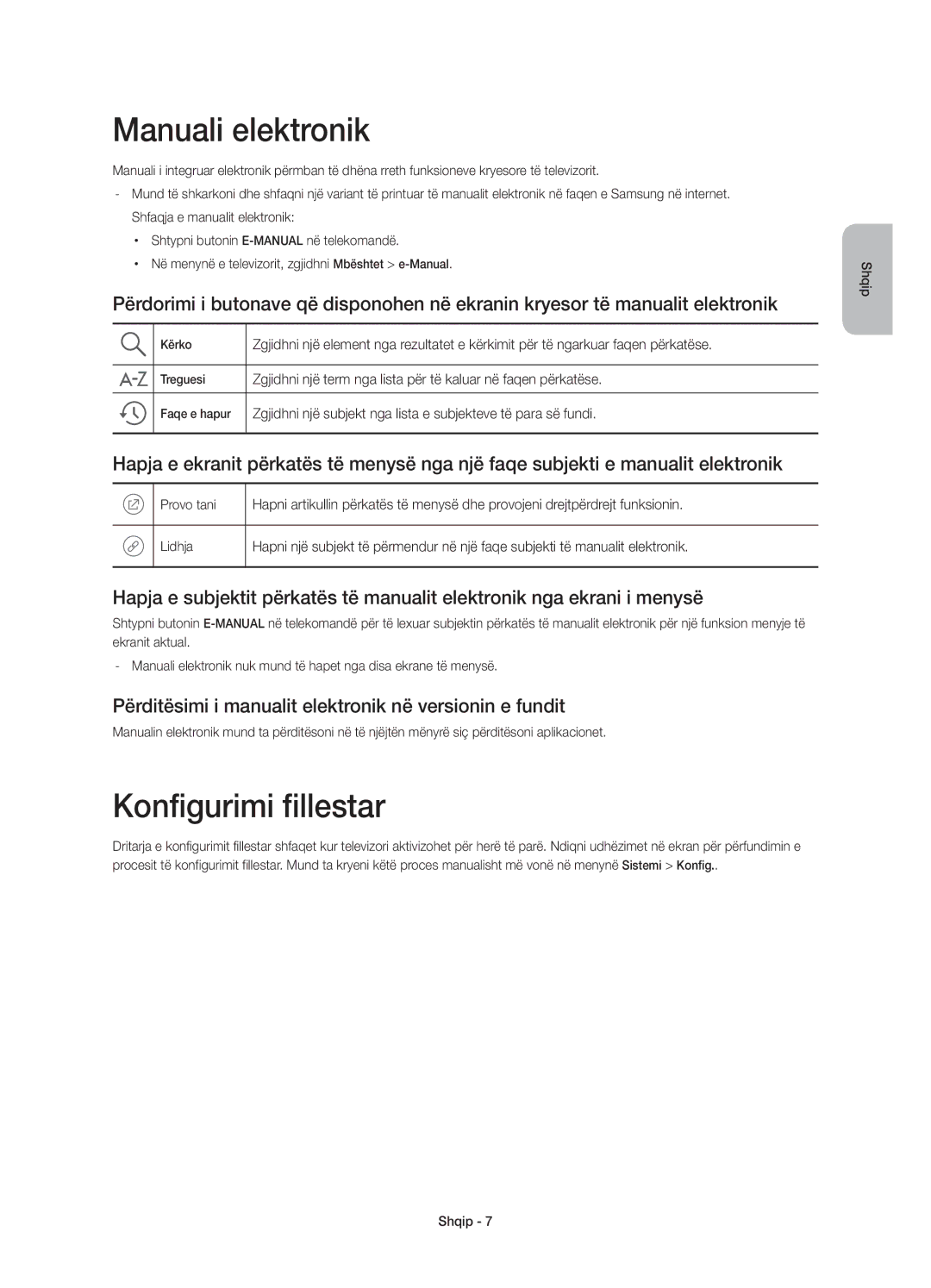 Samsung UE48J5500AWXXH Manuali elektronik, Konfigurimi fillestar, Përditësimi i manualit elektronik në versionin e fundit 