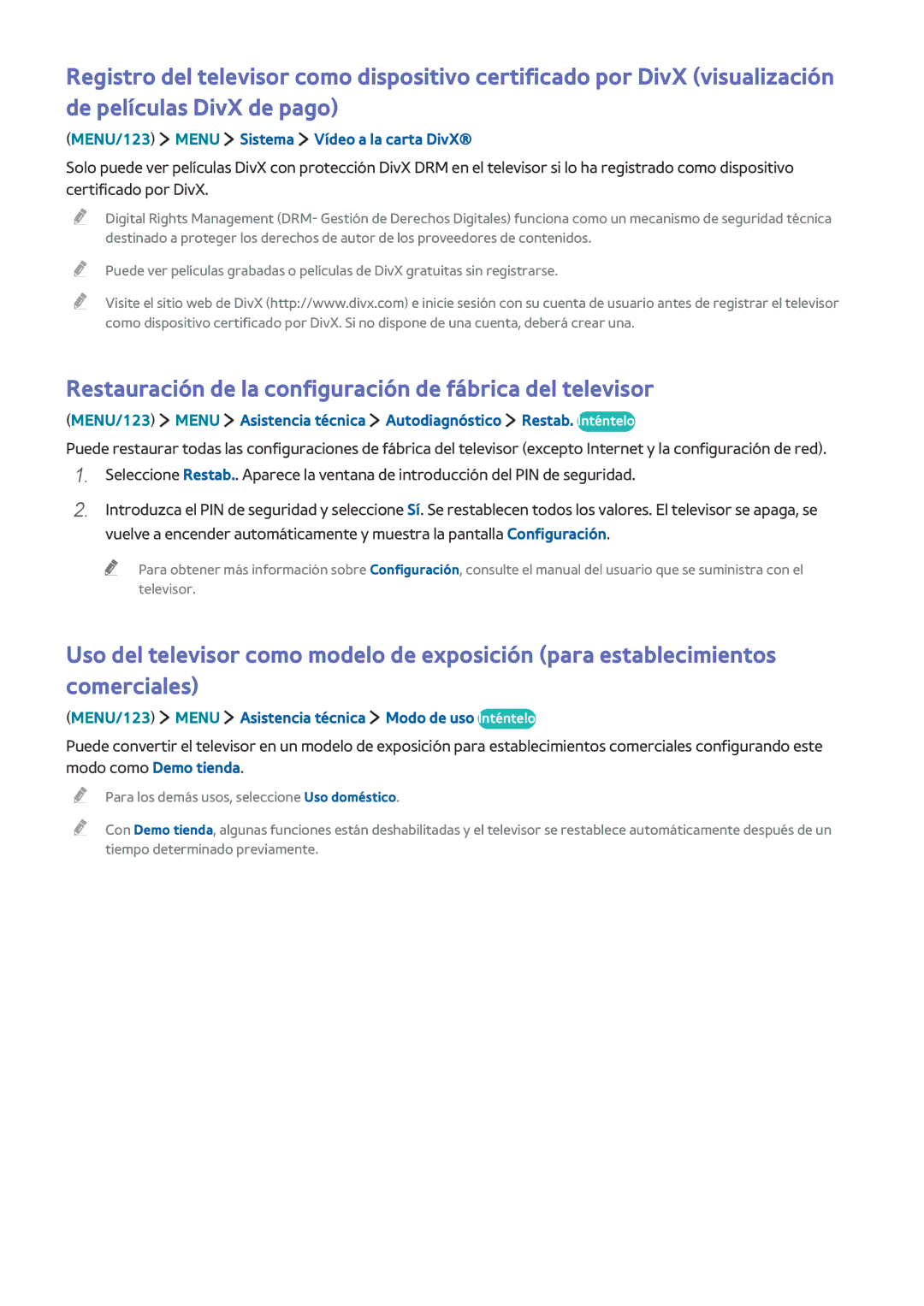 Samsung UE48JU6470UXZG, UE50JU6800KXXC, UE75JU6470UXZG manual Restauración de la configuración de fábrica del televisor 