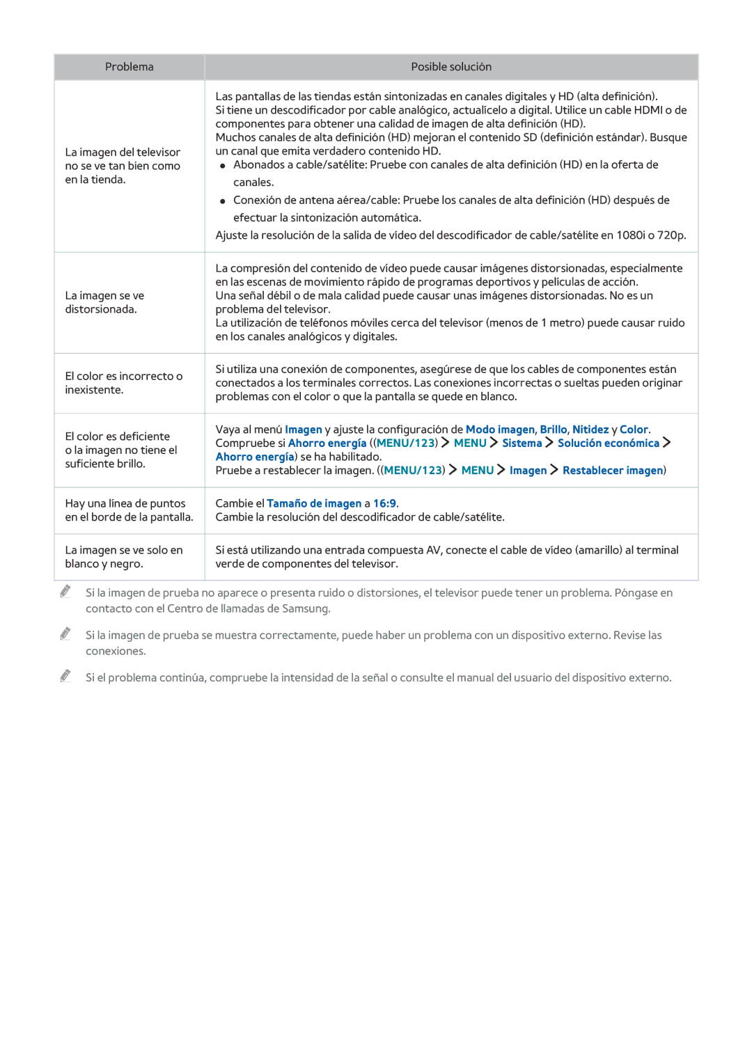 Samsung UE55JU6650UXXC, UE50JU6800KXXC, UE75JU6470UXZG, UE40S9AUXXC El color es incorrecto o, Cambie el Tamaño de imagen a 