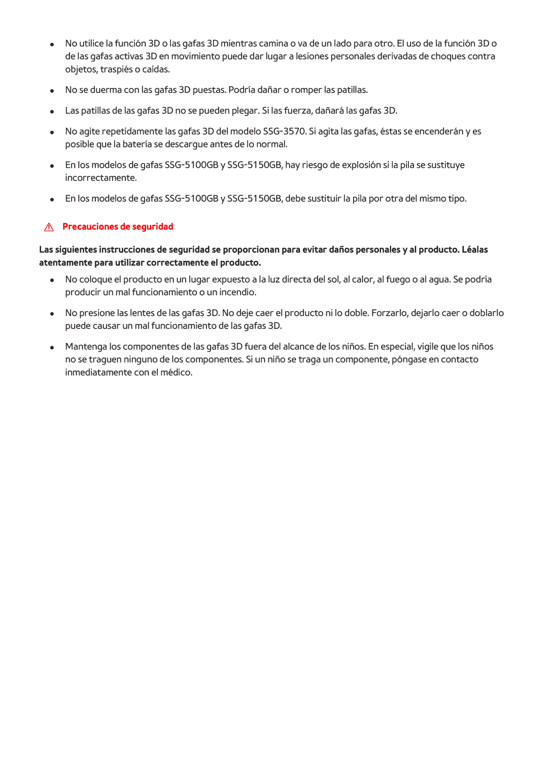 Samsung UE65JU7000TXXC, UE50JU6800KXXC, UE75JU6470UXZG, UE65JS8500LXXH, UE48JS8500TXXC, UE40S9AUXXC Precauciones de seguridad 