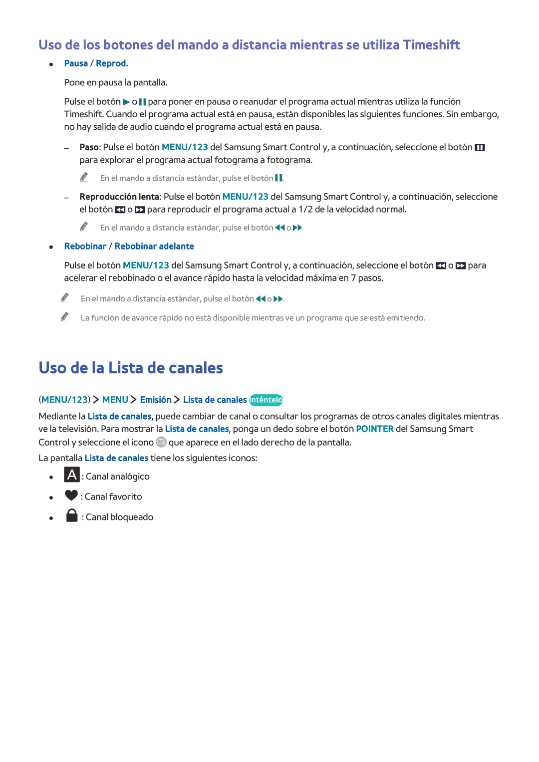 Samsung UE55JU6570UXZG, UE50JU6800KXXC manual Uso de la Lista de canales, MENU/123 Menu Emisión Lista de canales Inténtelo 