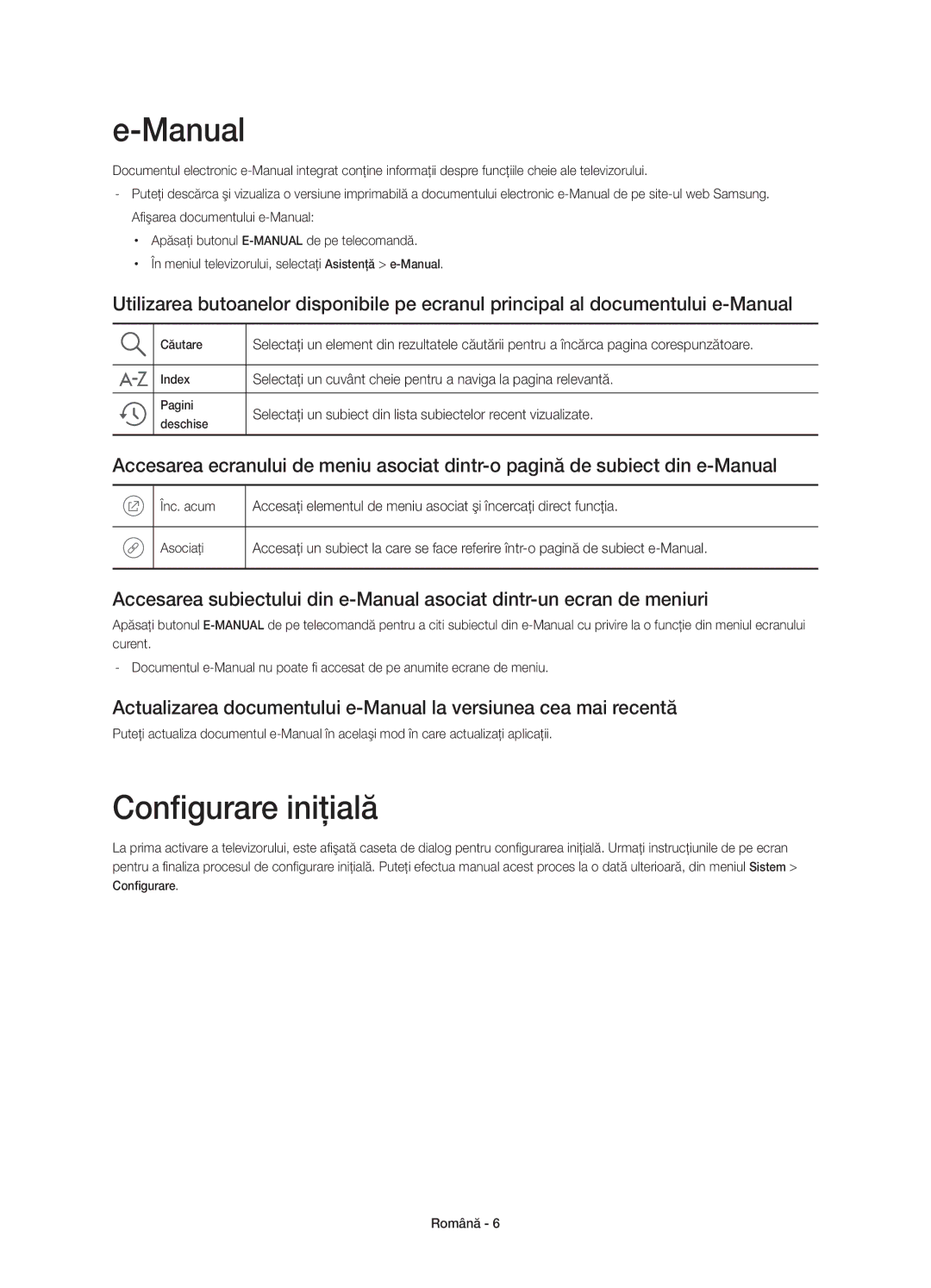 Samsung UE50JU6800WXXH, UE50JU6872UXXH, UE55JU6872UXXH, UE55JU6800WXXH, UE50JU6800WXXN manual Manual, Configurare iniţială 