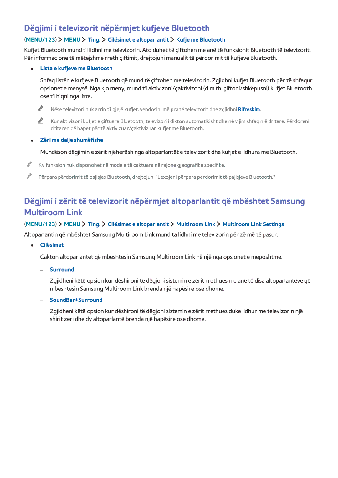 Samsung UE55JU6512UXXH, UE50JU6872UXXH, UE55JU6872UXXH, UE60JU6872UXXH Dëgjimi i televizorit nëpërmjet kufjeve Bluetooth 