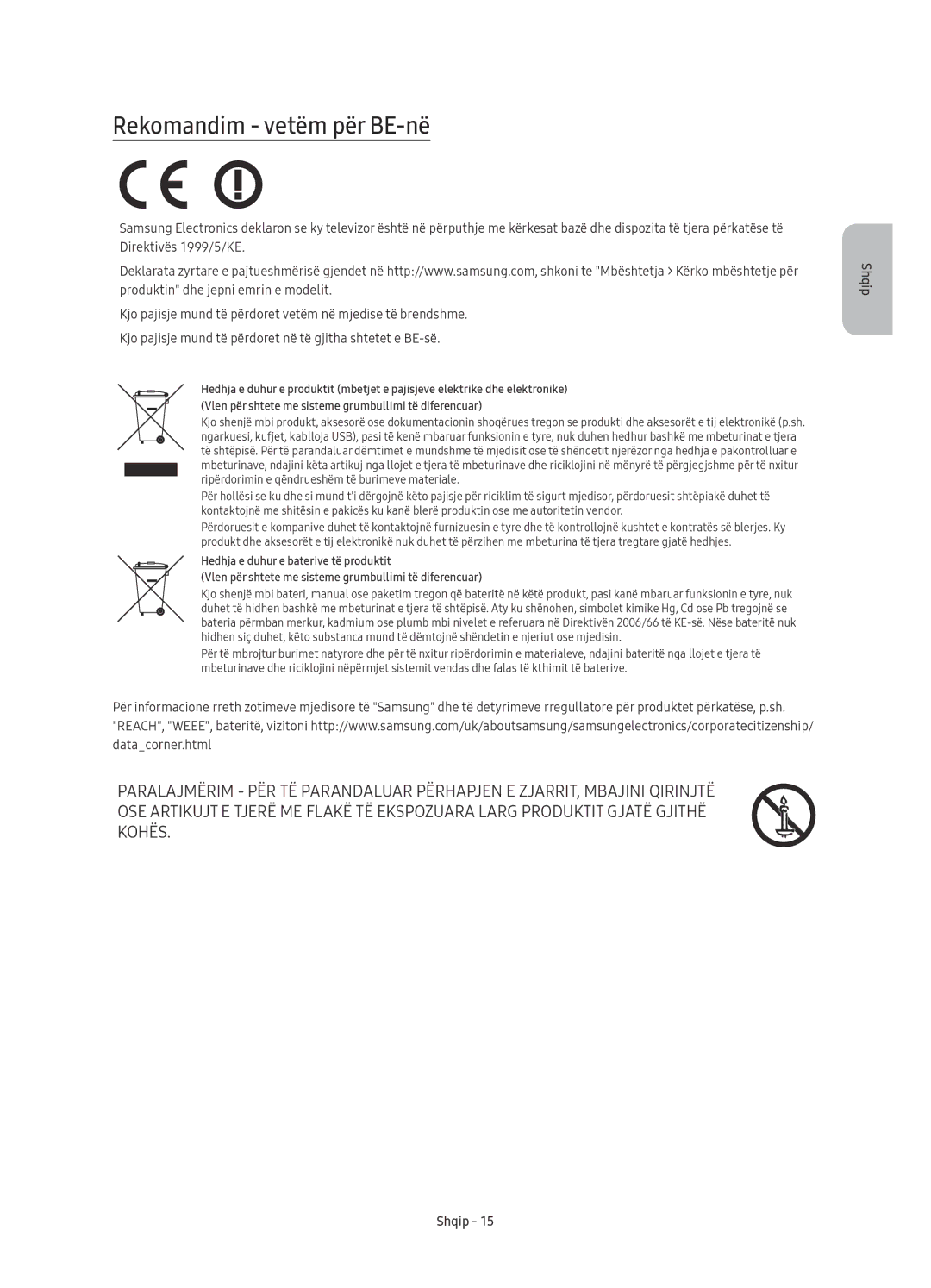 Samsung UE43KU6000WXXN, UE50KU6000WXXH, UE43KU6000WXXH, UE43KU6072UXXH, UE70KU6000WXXH manual Rekomandim vetëm për BE-në 