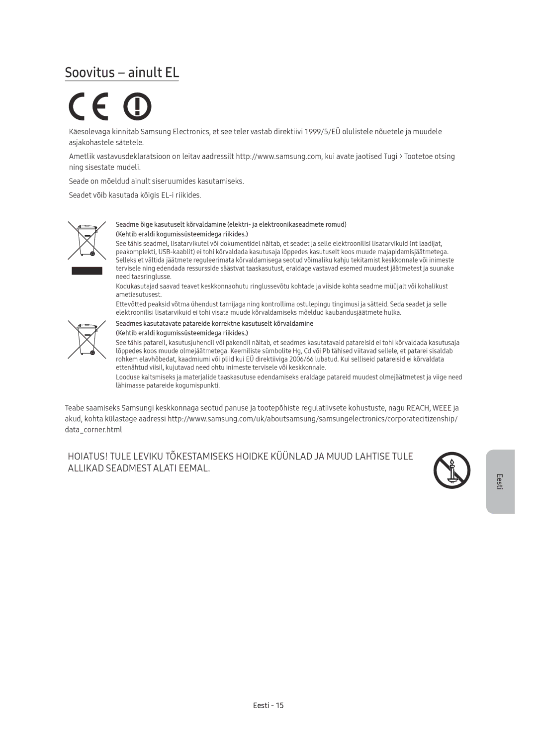 Samsung UE70KU6000WXXN, UE50KU6000WXXH, UE43KU6000WXXH, UE43KU6072UXXH, UE70KU6000WXXH, UE65KU6000WXXH manual Soovitus ainult EL 