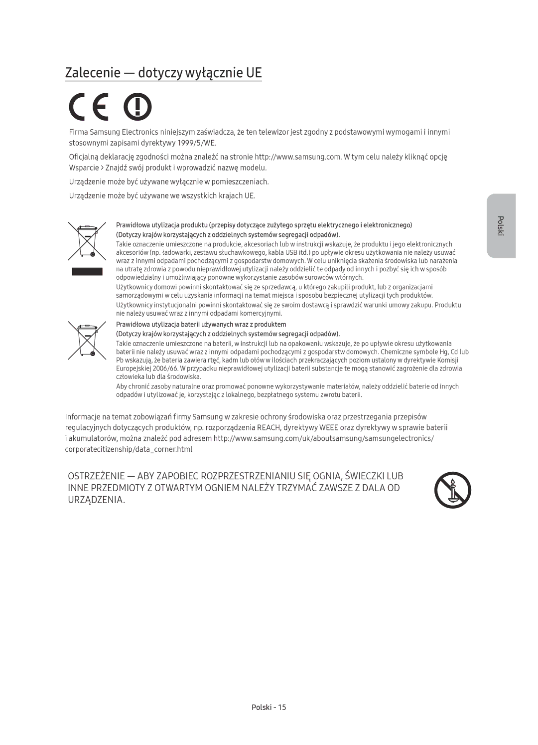 Samsung UE55KU6000WXXN, UE50KU6000WXXH, UE43KU6000WXXH, UE43KU6072UXXH, UE70KU6000WXXH manual Zalecenie dotyczy wyłącznie UE 