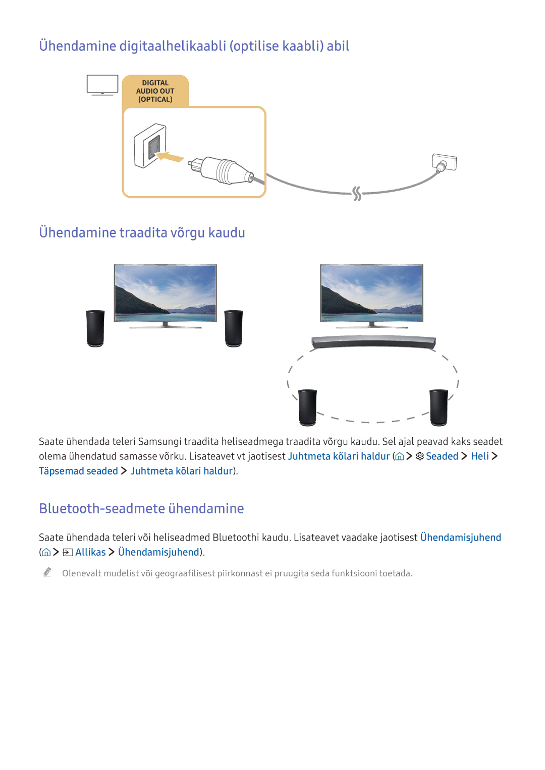 Samsung UE65KS8002TXXH, UE50KU6000WXXH, UE49KS9002TXXH manual Bluetooth-seadmete ühendamine, Allikas Ühendamisjuhend 