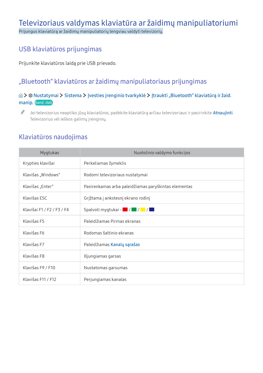 Samsung UE40KU6172UXXH USB klaviatūros prijungimas, Klaviatūros naudojimas, Prijunkite klaviatūros laidą prie USB prievado 