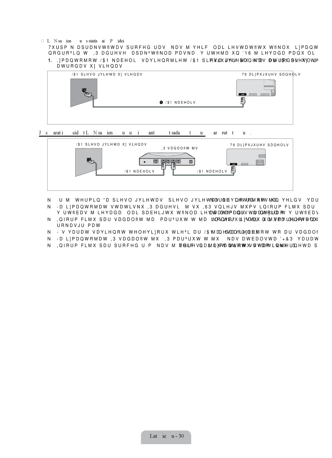 Samsung UE55B7020WWXBT, UE55B7000WWXBT manual LAN savienojums statiskai IP videi 