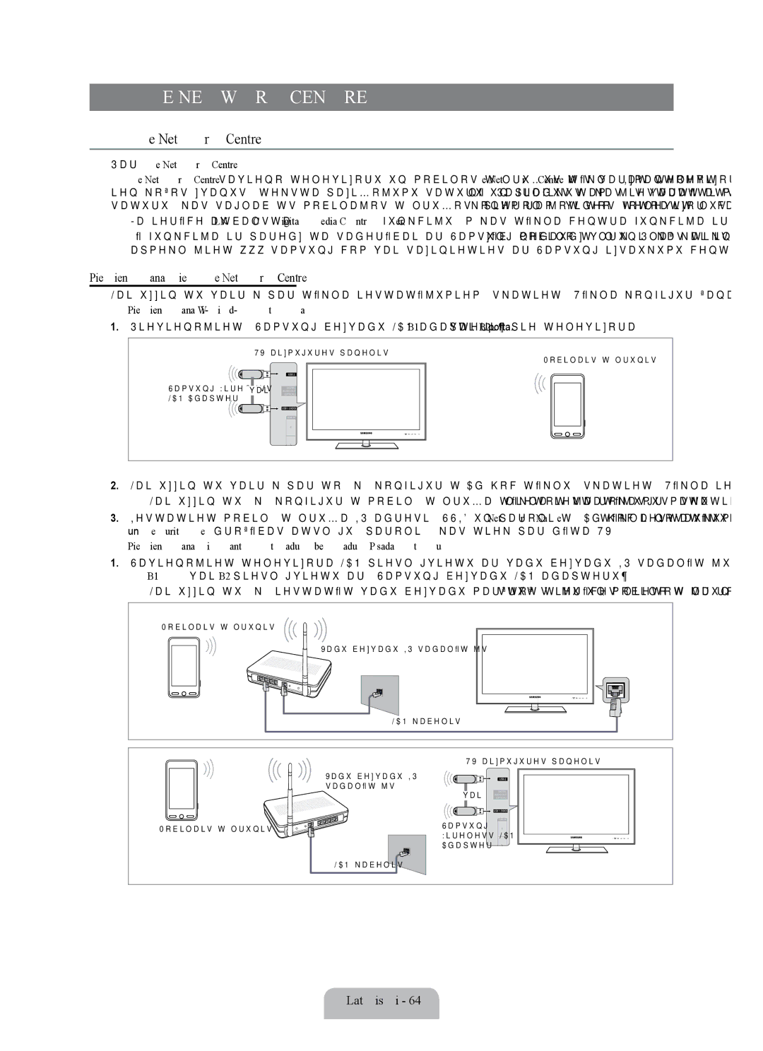 Samsung UE55B7020WWXBT, UE55B7000WWXBT manual Pievienošana pie Home Network Centre, Latviski, Par Home Network Centre 