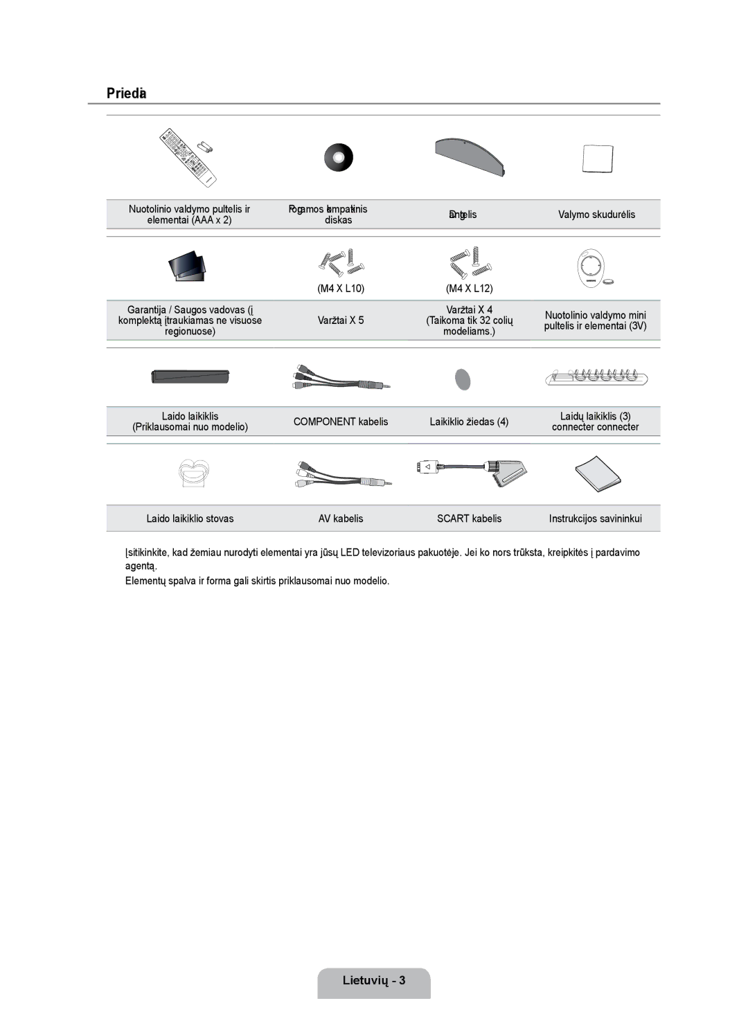 Samsung UE55B7000WWXBT, UE55B7020WWXBT manual Priedai 